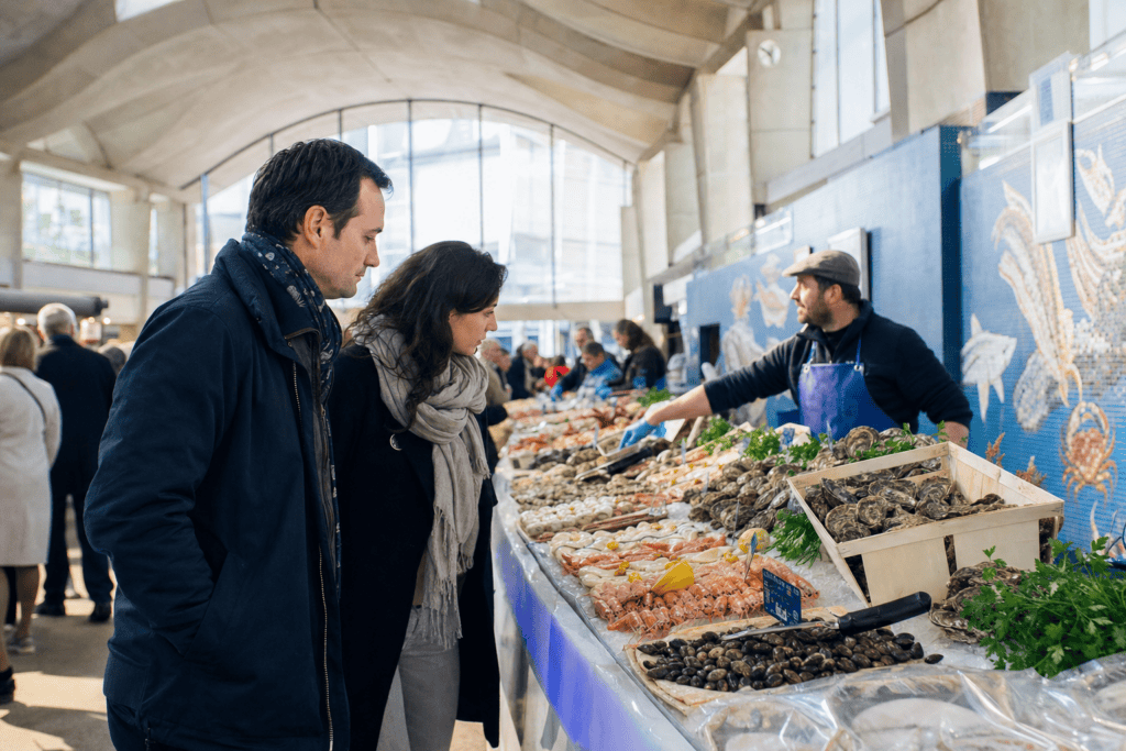 Marché des Halles centrales et spécialités normandes