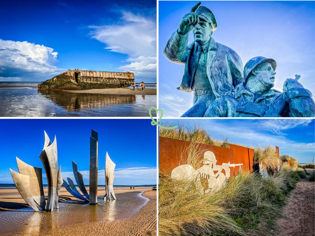 Playas del desembarco del Día D en Normandía, playa de Omaha y monumentos conmemorativos.