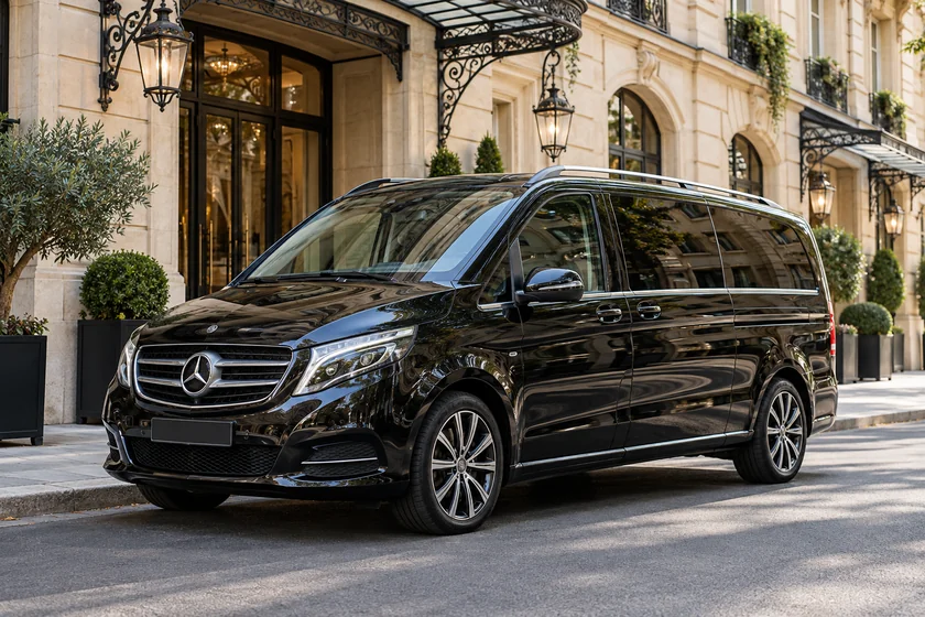 Van noir pour huit passagers et huit bagages