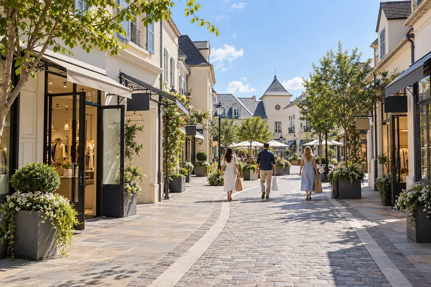 Illustration d’une allée commerçante à La Vallée Village